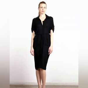 ZERO + MARIA CONEJO Black Dress with Cream Ribbon Tie  MID Length